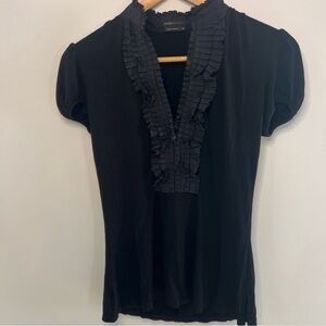 BCBG XS Black Ruffled Women's Top